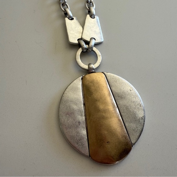 THE SAK- Two Tone-Gold & Silver-Distressed-Statement-Necklace-NWT - Picture 2 of 11